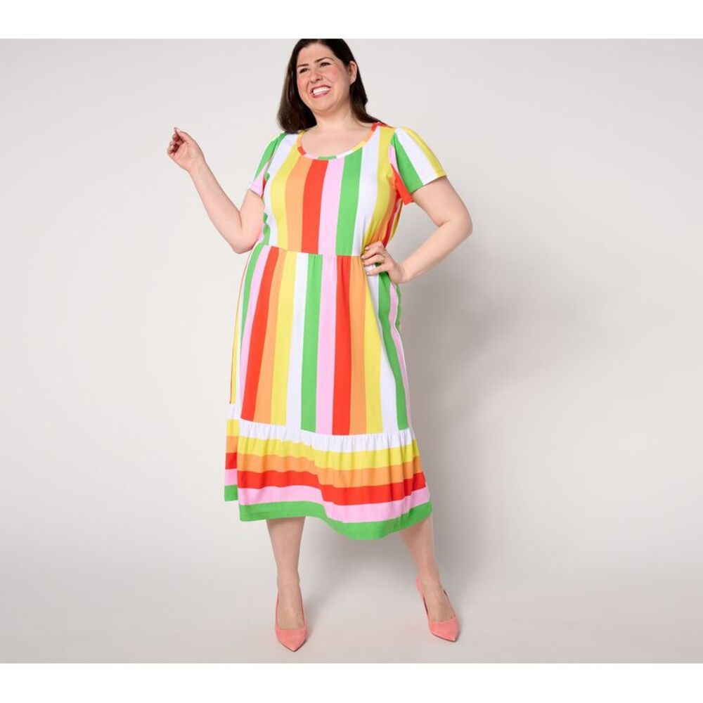 Isaac Mizrahi Live! Women's Dress Sz XL Flutter Sleeve Multi-colored A647884